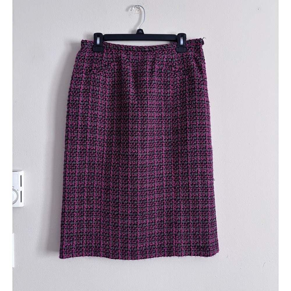 Vintage Pendleton Skirt Womens 8 Medium Pink Black Chunky Tweed Retro Office